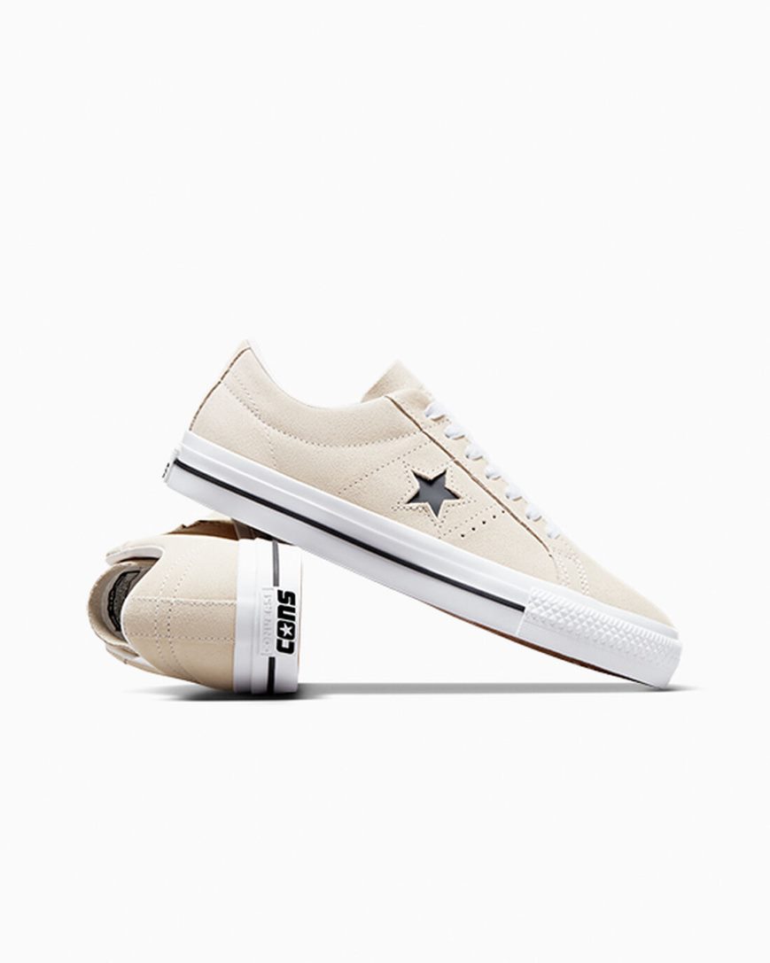 Dámské Skate Boty Converse CONS One Star Pro Semišové Béžový Bílé Černé | CZ TFYO45